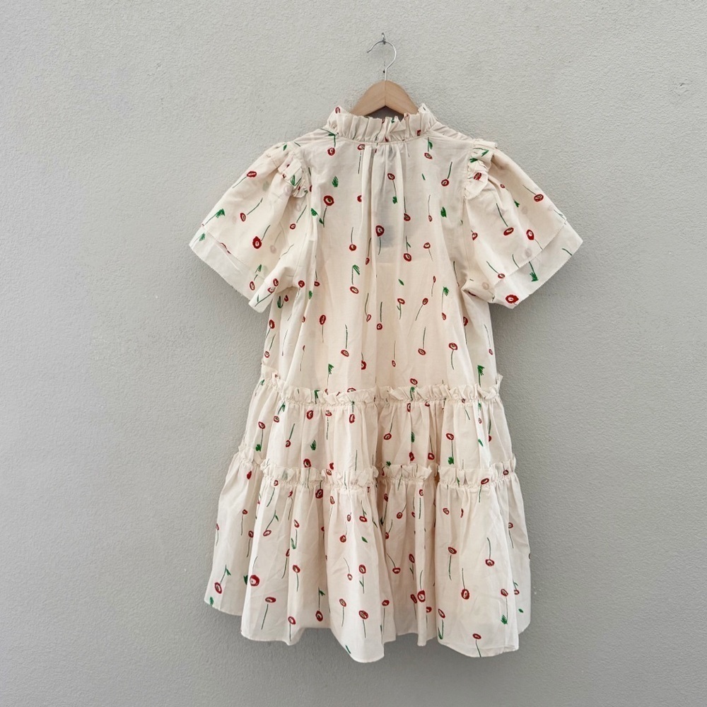 Hunter Bell Merritt Floral Tiered Mini Dress Silk Cotton Size L NWT - Picture 8 of 15